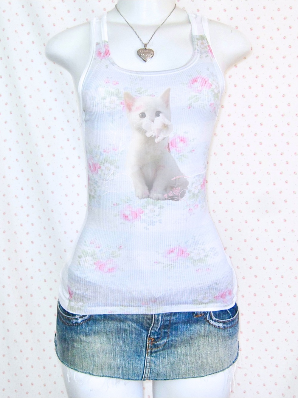 Coquette y2k kitten tank top babydoll handmade